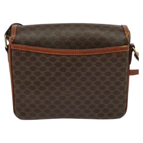 CELINE Macadam Canvas Shoulder Bag PVC Leather Brown Gold Auth 116597 - Picture 3 of 16